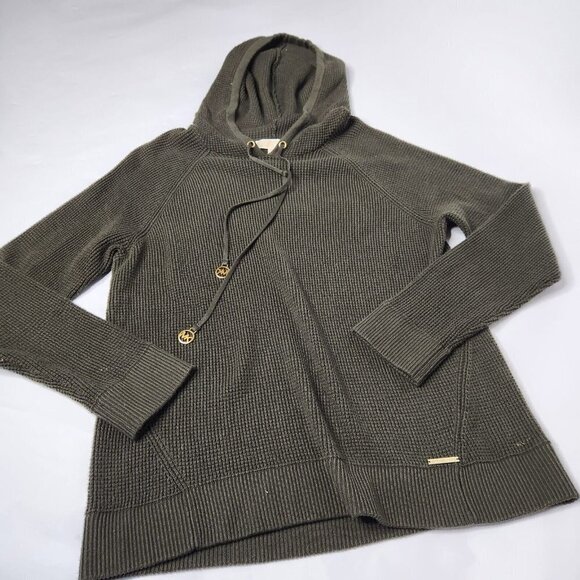 Michael Kors Women's Size Large Green Sweater Sweatshirt Hooded Thermal - Picture 1 of 6